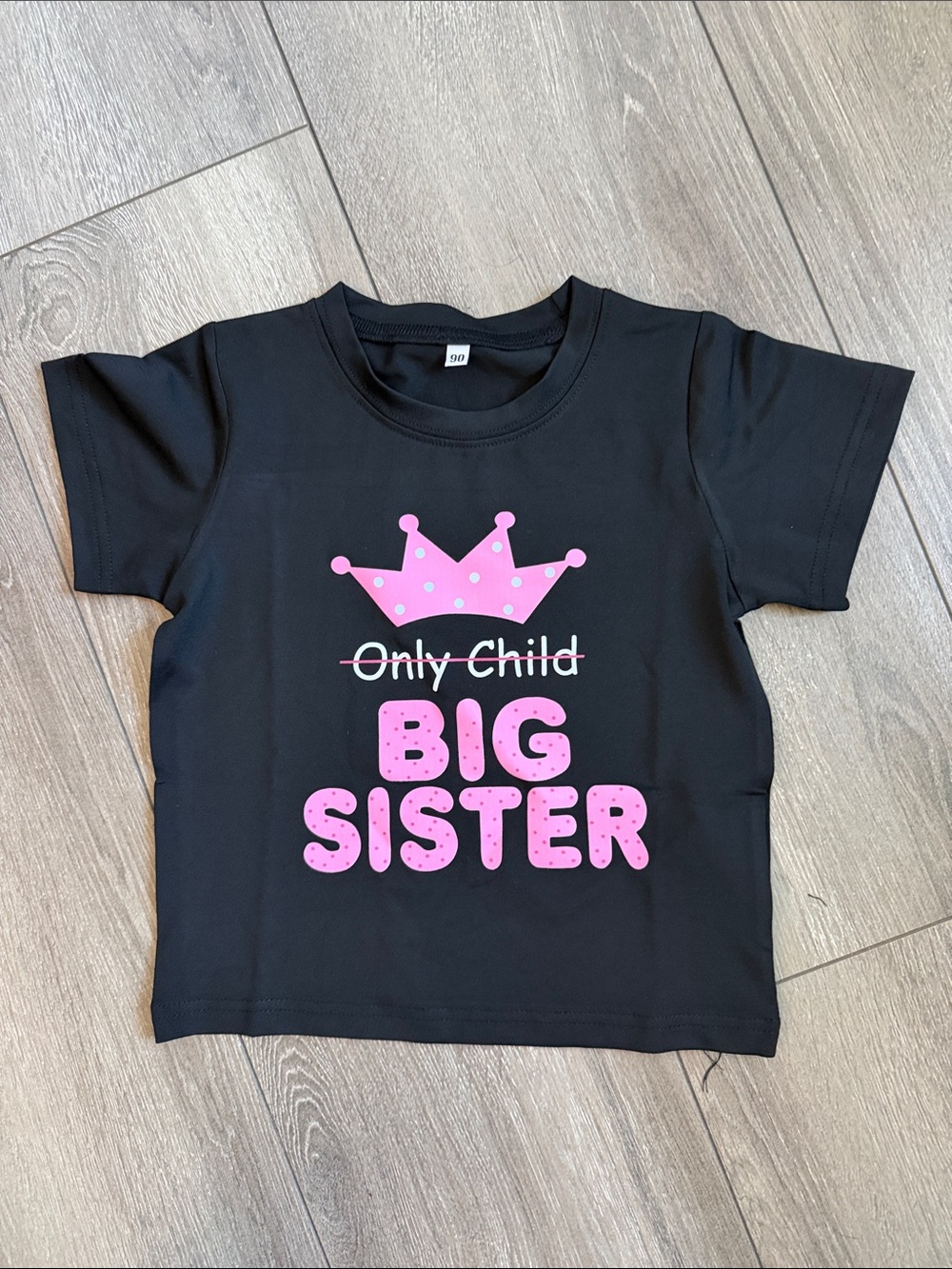 Big Sister Graphic Tee in Black with Pink Print